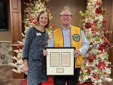 Irene Barton with the Volunteer of the Year, Barry Krebs of the South Cobb Lions Club